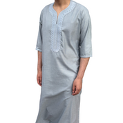 Light Grey Moroccan Thobe - Embroidered